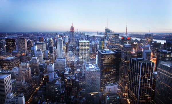 New York City Skyline at Blue Hour from the Top of the Rock HDR
