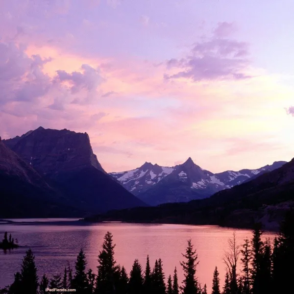 Cloudy Mountain Lake iPad wallpaper